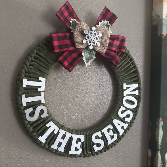 New Handmade Modern Farmhouse “Tis the Season" 12" Wreath - Picture 3 of 6